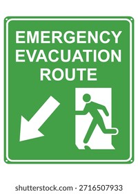 Esta imagem é um sinal de rota de evacuação de emergência que indica a direção a seguir para uma saída segura de um edifício durante uma emergência, como um incêndio ou terremoto. A figura de corrida, o ícone da porta e a seta claramente guiam as pessoas em direção ao caminho de evacuação para uma fuga rápida e segura.
O design é imprimível e adequado para adesivos, bem como placas de sinais de acrílico, tornando-o ideal para uso em escritórios, edifícios públicos, fábricas e outras instalações que exigem sinalização de segurança clara.