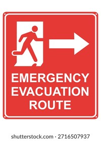 This image is an Emergency Evacuation Route sign that indicates the direction to follow for a safe exit from a building during an emergency, such as a fire or earthquake. The running figure, door icon, and arrow clearly guide people toward the evacuation path for quick and safe escape.
The design is printable and suitable for stickers as well as acrylic sign boards, making it ideal for use in offices, public buildings, factories, and other facilities that require clear safety signage.