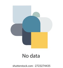 This image features an abstract arrangement of overlapping geometric shapes in various muted colors, including light blue, dark blue, gray, a light teal semi-circle, and a yellow square. The shapes are layered and create a sense of depth. Below the colorful arrangement, the text 'No data' is prominently displayed in black sans-serif font, suggesting a lack of information or a placeholder status.