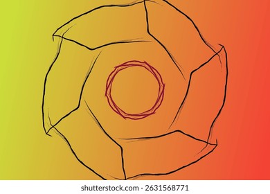 This image features an abstract, symmetrical design resembling a stylized flower or sun