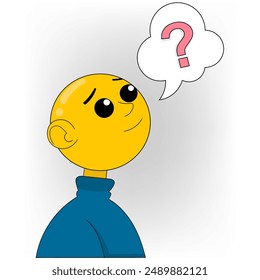 This image features an assortment of colorful cartoon characters with question marks in various shapes and sizes, representing curiosity and the process of thinking