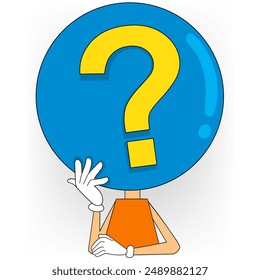 This image features an assortment of colorful cartoon characters with question marks in various shapes and sizes, representing curiosity and the process of thinking