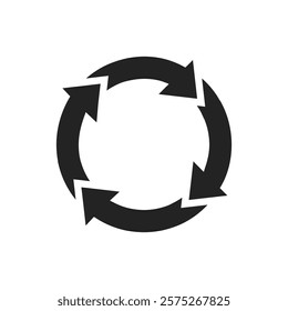 This image features a black circular arrow icon, commonly used to symbolize refresh or reload actions in user interfaces and applications