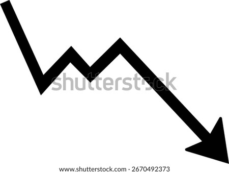 This image features a black, hand-drawn graph line with a sharp downward trajectory, indicating a significant decline. The jagged path suggests volatility or instability in the depicted trend.