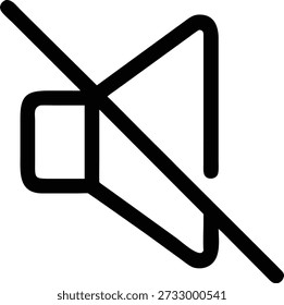 This image features a black outline of a speaker icon with a line diagonally crossing it, indicating that the sound is muted, or turned off completely.