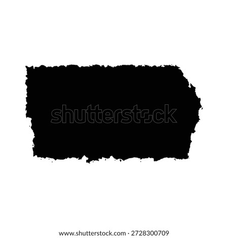This image features a black rectangular shape with rough edges set against a clean white background. The stark contrast between the two colors creates a visually striking effect, drawing the viewer's attention to the abstract form. The rough edges of the rectangle add a sense of texture and tactility, inviting the viewer to explore the image further. The simplicity and minimalism of the design make it a great example of modern art, perfect for those who appreciate bold and graphic illustrations.