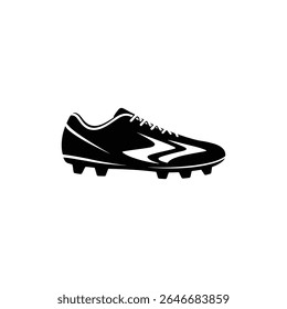 Esta imagem apresenta uma silhueta preta de uma chapa de futebol, completa com cadarços e uma sola exclusivamente desenhada. Perfeito para projetos relacionados a esportes.