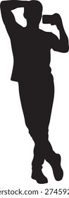 This image features a black silhouette of a person with short hair, facing directly forward. The background is plain and white, emphasizing the shape of the head and hair. The silhouette lacks facial details and is minimalistic in style.