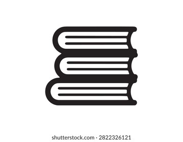 This image features a black silhouette of a stack of books on a white background. The distinctive silhouette style makes it ideal for educational or literary concepts.