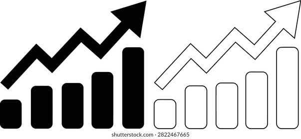 This image features a black and white silhouette of a growth chart with a rising arrow, symbolizing business growth and financial success.