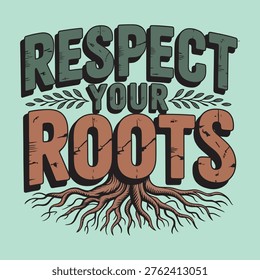 This image features bold, 3D-style letters spelling the word 'RESPECT' in black and 'YOUR' in white, arranged above the word 'ROOTS' in a modern, overlapping font. The letters 'ROOTS' are filled with vibrant, sliced beetroots in shades of deep red and purple, set against a light teal background. The beetroots have visible textures and seeds, adding a natural, organic feel to the design. The overall composition is playful, artistic, and combines typography with food imagery to convey a message of appreciation for one's origins or foundations.