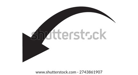 This image features a bold, black arrow that starts by pointing to the left and then curves upwards in a clockwise direction, creating a smooth, sweeping motion.