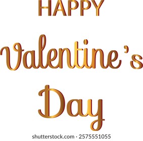 This image features a bold "Happy Valentine's Day" message written in elegant gold gradient text on a clean white background, combining simplicity with a touch of luxury. Ideal for Valentine's Day