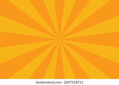 Esta Imagen presenta un patrón de rayos de sol de color naranja brillante y amarillo. El diseño evoca un estilo de cómic retro con líneas radiantes que se extienden desde el centro.