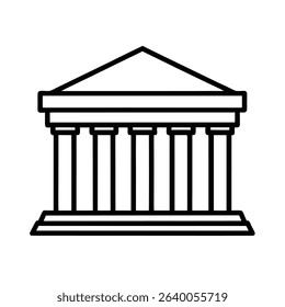 This image features building, architecture, facade, classical, ancient, greek, roman, temple. Outline drawing of a classical building facade