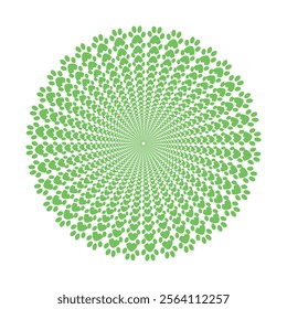 This image features a captivating mandala design created with green stars radiating outward from the center, forming a mesmerizing circular pattern on a white background