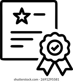This image features a certificate of achievement, complete with a star and checkmark. The design includes a ribbon and seal, representing success and high quality standards.