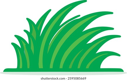 This image features a clean and modern vector-style illustration of lush green grass. The grass blades are slightly curved, evenly spaced, and outlined with a bold, smooth design