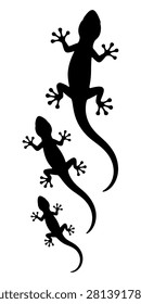 This image features a collection of black lizard silhouettes in varying sizes, presented on a clean white background. It’s a versatile graphic for design projects and illustrations.