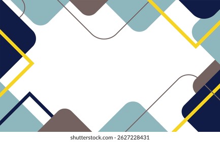 Esta Imagen presenta un fondo geométrico colorido con cuadrados, líneas curvas y ángulos agudos en un diseño moderno