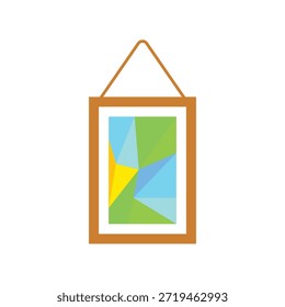 Esta Imagen presenta una colorida pieza de arte geométrico colgando sobre un fondo blanco. La obra de arte está compuesta de varias Formas y formas, creando una composición visualmente atractiva y que invita a la reflexión. El uso de colores brillantes y líneas limpias se suma a la sensación general moderna y contemporánea de la Imagen.