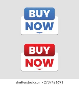 This image features a colorful graphic illustration of buy now buttons in blue and red on a light gray background. The buttons are designed to grab attention and encourage immediate purchase decisions. The illustration is suitable for use in ecommerce, marketing, and advertising contexts, and can be used to represent online shopping, retail therapy, and consumerism.
