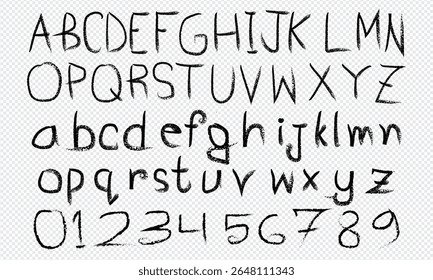 This image features a complete set of handwritten letters and numbers. The transparent background makes it easy for designers to use.