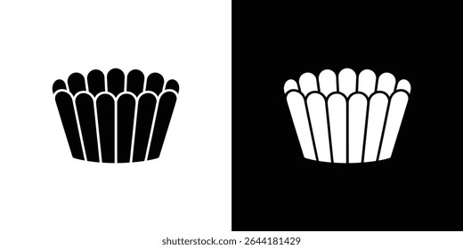 This image features a contrasting design with a black inverted flower pot graphic on a white background and a white one on a black background. A simple yet striking design.