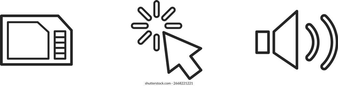 This image features cursor, click, pointer, arrow, icon, vector, illustration, symbol. Clicking Cursor with Loading or Bursting Effect Icon in Black and White