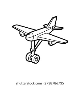 This image features a detailed line drawing of a classic single-engine propeller aircraft. The aircraft is depicted with a fixed landing gear, including a tailwheel, and has a high-wing monoplane design with two visible wheels on the main landing gear. The plane is shown in a slightly tilted, upward angle, emphasizing its vintage style and simplicity.
