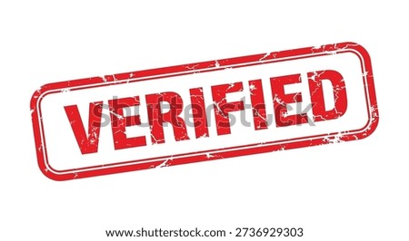 This image features a distressed red stamp with the word 'verified' in bold, white lettering. It symbolizes confirmation, authentication, and the approval of something.