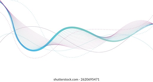 This image features a dynamic abstract design of interwoven, translucent lines creating a series of flowing waves.