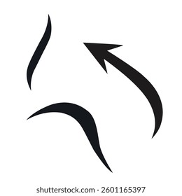 This image features a dynamic composition of flowing, black lines and arrows against a plain white background.