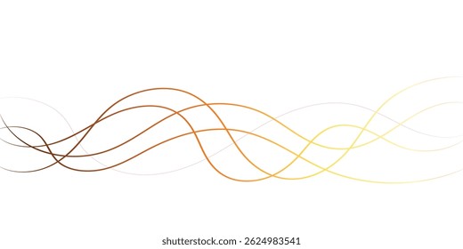 This image features a dynamic design of interwoven, flowing lines in a gradient of warm colors, from brown to gold yellow.