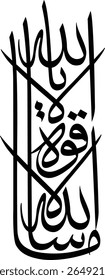This image features an example of Islamic calligraphy, specifically known as "Hasbunallah wa Ni'mal Wakeel". It elegantly renders the Arabic phrase meaning "Allah (Alone) is sufficient for us, and He 