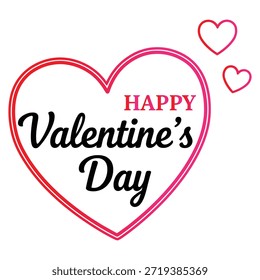 Esta Imagen presenta un saludo festivo para el Día de San Valentín, celebrado el 14 de febrero. El diseño incluye el texto 'Feliz Día de San Valentín' con un símbolo de corazón rojo y un Anuncio debajo que indica '14 de febrero'. La estética general es alegre y romántica, adecuada para compartir en esta ocasión especial.