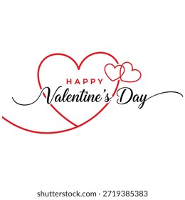 Esta Imagen presenta un saludo festivo para el Día de San Valentín, celebrado el 14 de febrero. El diseño incluye el texto 'Feliz Día de San Valentín' con un símbolo de corazón rojo y un Anuncio debajo que indica '14 de febrero'. La estética general es alegre y romántica, adecuada para compartir en esta ocasión especial.