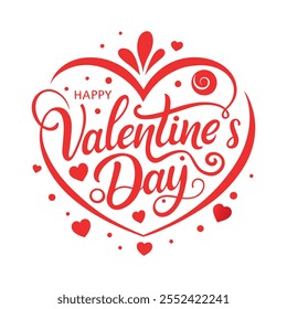 This image features a festive, red design with the words Happy Valentines Day intricately arranged in a heart shape. creating a cheerful and loving theme appropriate for celebrating Valentine s Day