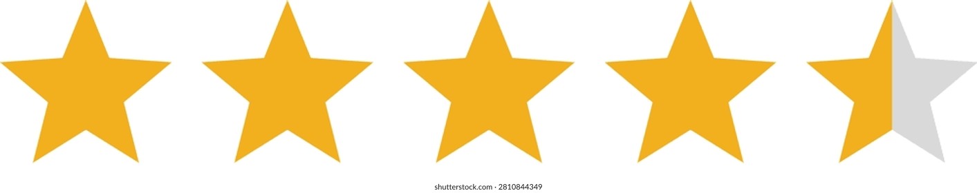 This image features five stars, four golden and one gray, on a transparent background, often used to represent ratings or reviews in a simple yet effective visual format.