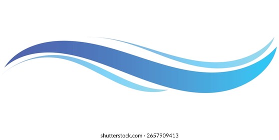 This image features flowing, stylized blue waves against a white background,With Ocean wave.