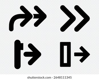 This image features four unique black arrow designs. The transparent background makes it easy to incorporate into various design projects.