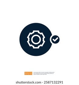 This image features a gear icon with a checkmark, symbolizing efficiency, completion, or approval in a technical or business context.