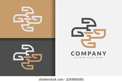 Esta imagen presenta un diseño de logotipo de líneas geométricas de la cruz dorada, adecuado para uso en materiales de marca y marketing para una amplia gama de negocios.