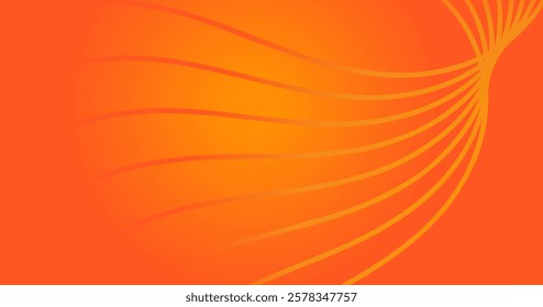 This image features a gradient background with shades of orange and red. Curved lines extend from the top right corner towards the left, creating a dynamic effect.