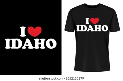 This image features I, love, Idaho, t-shirt, design, mockup, tshirt, graphic. I Love Idaho T Shirt Design Mockup