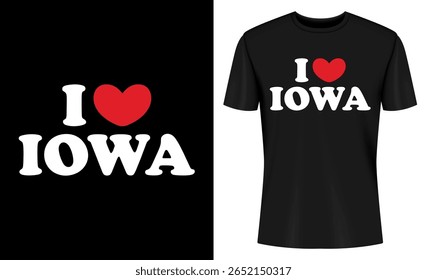 This image features I, love, Iowa, t-shirt, design, mockup, tshirt, tee. I Love Iowa T Shirt Design Mockup