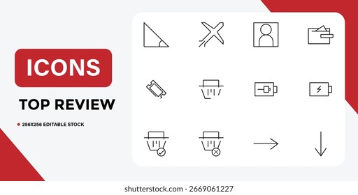 This image features icon, line, thin, web, mobile, application, design, triangle. Set of thin line icons for web and mobile application design