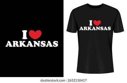 Esta imagem mostra Kansas, Arkansas, t-shirt, t-shirt, camisa, vestuário, vestuário, design. Eu amo Kansas e Arkansas T Shirt Design com coração gráfico