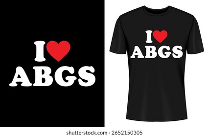 This image features i love bgs, t-shirt, t shirt, design, apparel, clothing, black, white. I Love BGS T Shirt Design with Red Heart and White Letters