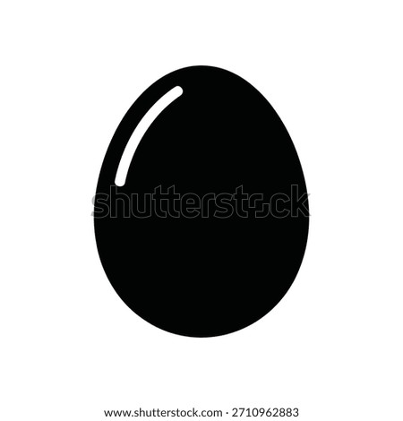 This image features a minimalist black egg vector icon, set against a clean white background. The simple, elegant design makes it perfect for various applications, especially Easter-themed projects.
